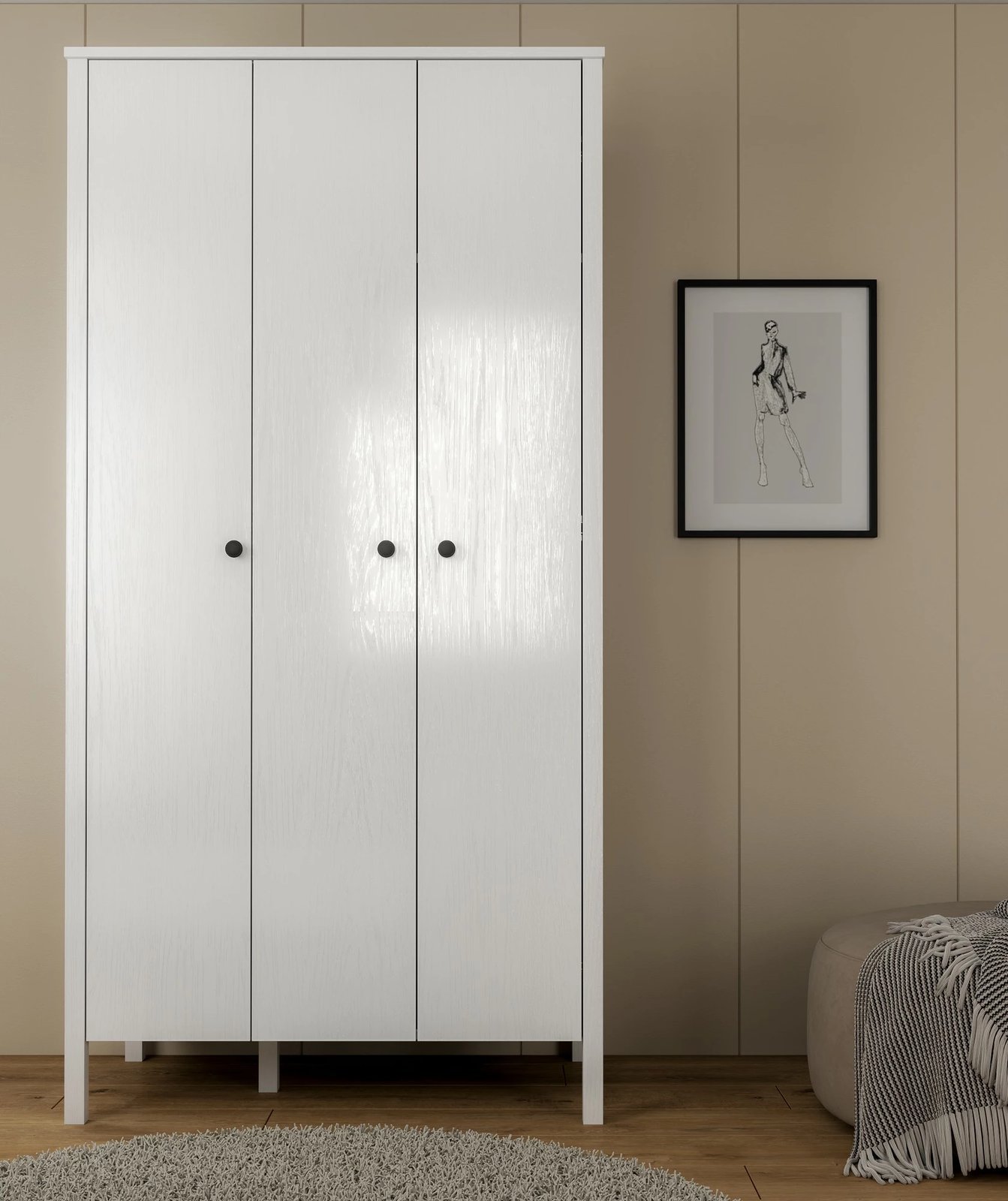 Dollap Hanah Home, FRN-20067, ngjyrë druri dhe e bardhë