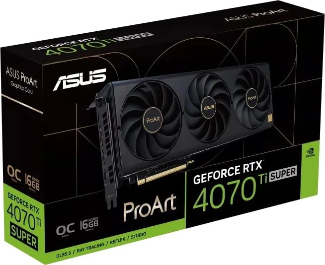 Kartë Grafike ASUS ProArt -RTX4070TIS-O16G, NVIDIA GeForce RTX 4070 Ti SUPER, 16 GB GDDR6X, e Zezë