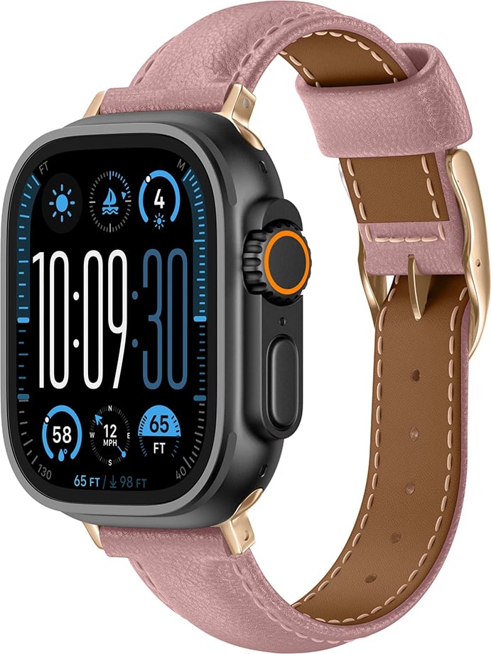 Rrip lëkure për Apple Watch AmazingThing Class Band, 45/46/49 mm, Rozë