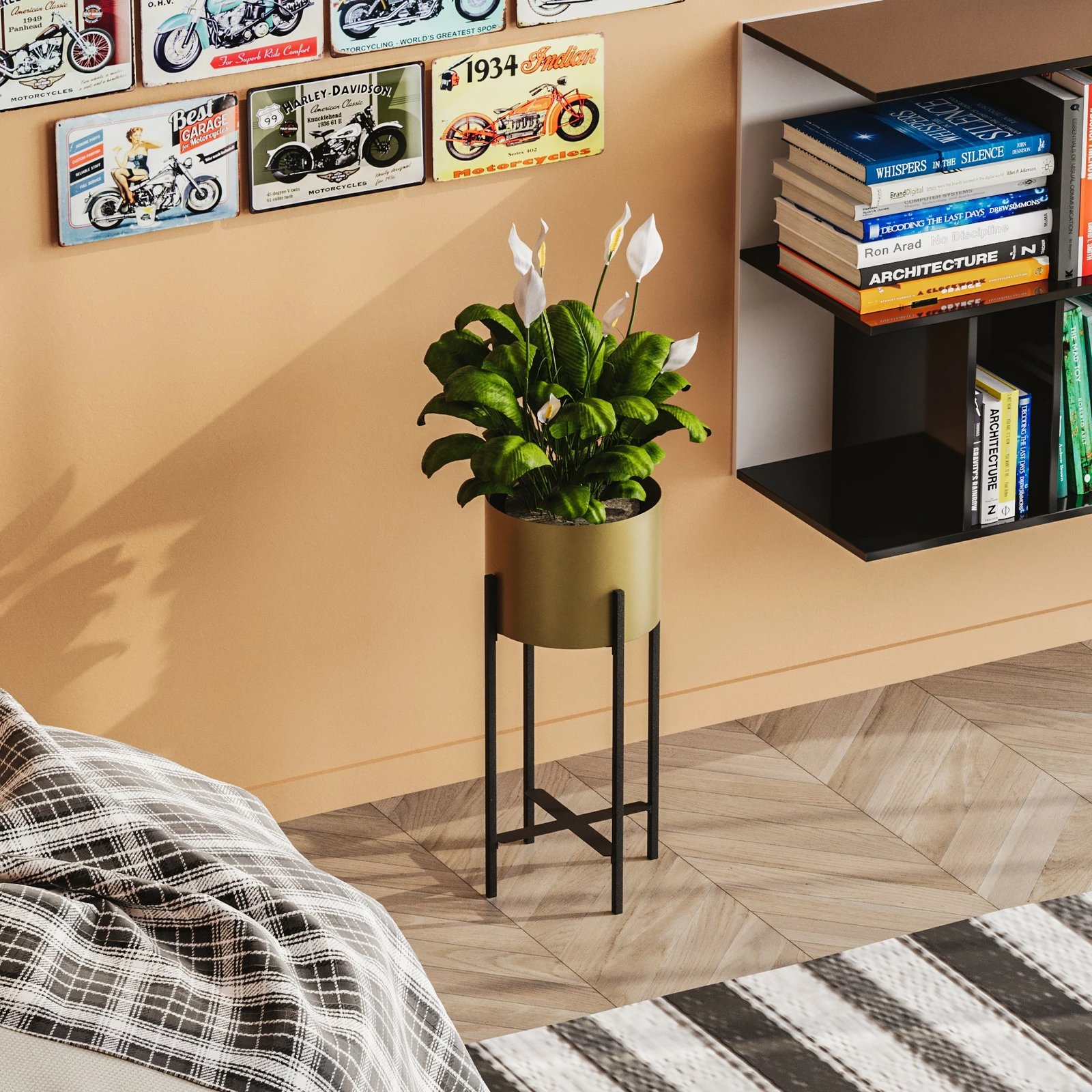 Vazo dekorative Aberto Design, GED-026-A, e zezë dhe e artë, metal