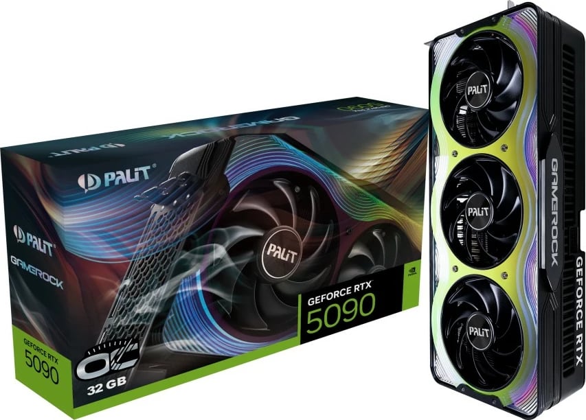 Kartelë grafike Palit GeForce RTX 5090 GameRock OC, 32GB GDDR7, PCI Express 5.0, multi-color