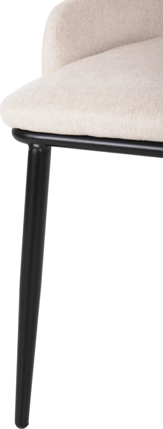 Karrige ngrënieje DELF FH9617.02, pëlhurë bezhë, këmbë metali të zeza, shpinë druri ngjyrë lisi, 48x55x76 cm, set prej 2 copë