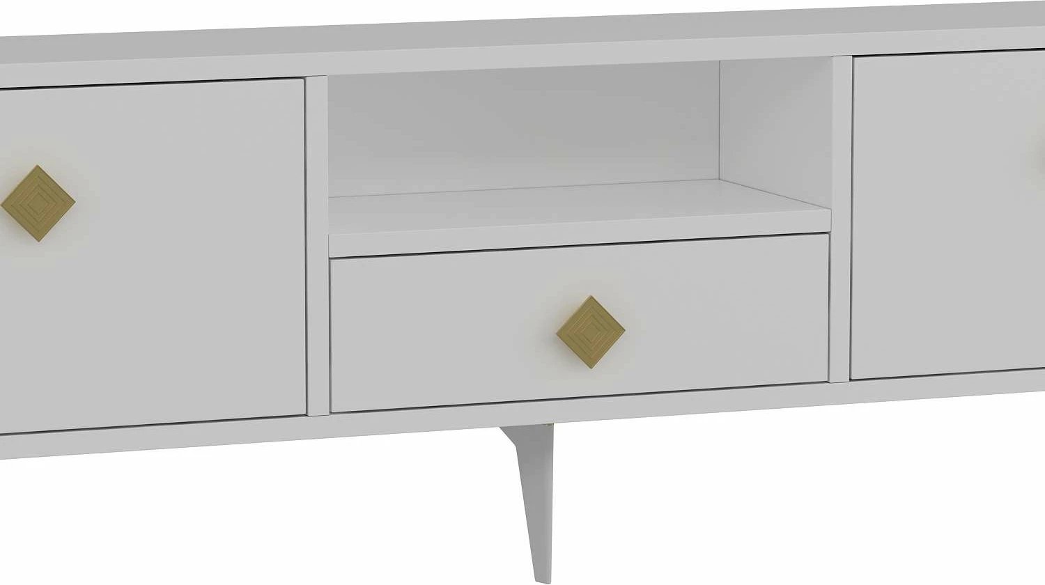 Komodë TV Skye Decor, e bardhë, ari, 1304-DROP-1