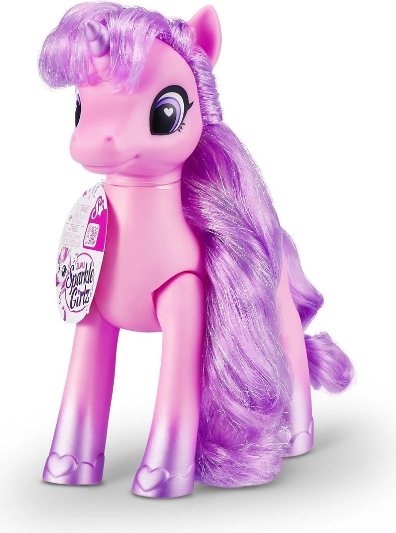 Set figurina unicorn Sparkle Girlz ZURU, 12 copë, plastikë, rozë/vjollcë