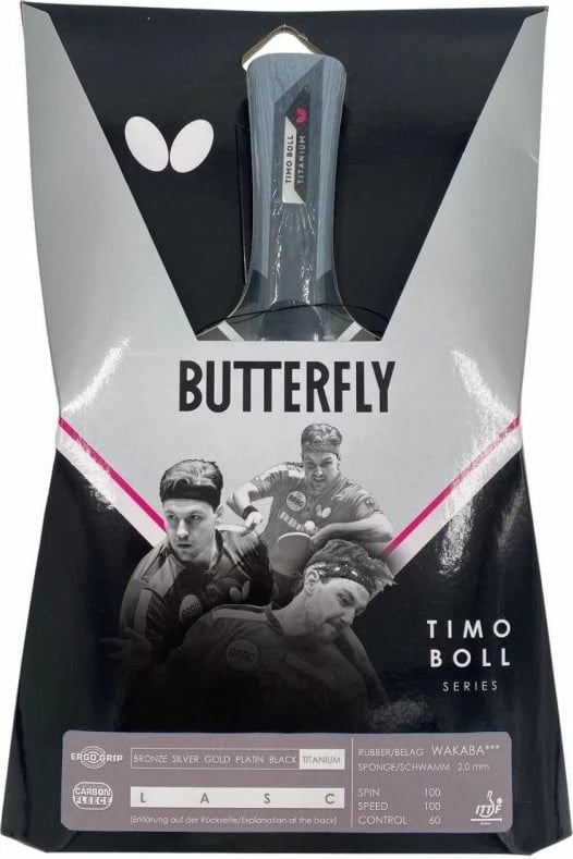 Raketë ping pongu Butterfly Timo Boll Titanium për meshkuj dhe femra