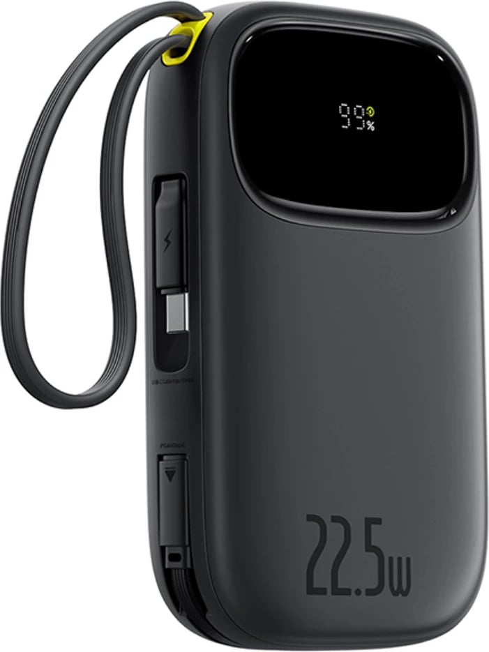 Powerbank Baseus EnerFill FC31, 10000mAh, 22.5W, me ekran digjital, 2 kabllo të integruara (USB-C + Lightning), e zezë