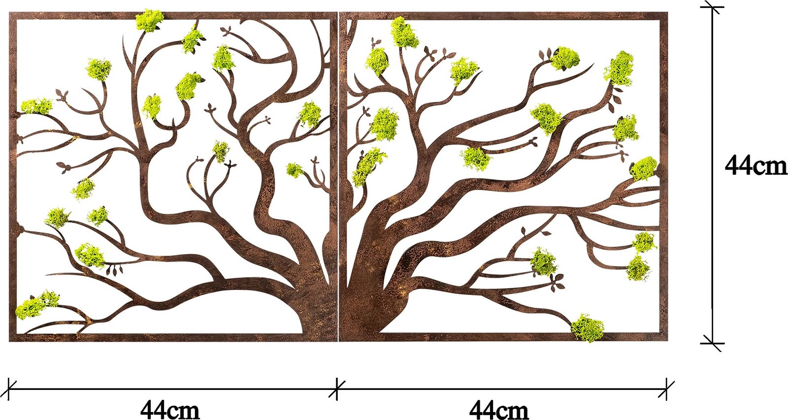 Aksesor dekorativ për mur Wallity, pemë, ngjyrë e gjelbër dhe kafe, 90x1x44cm