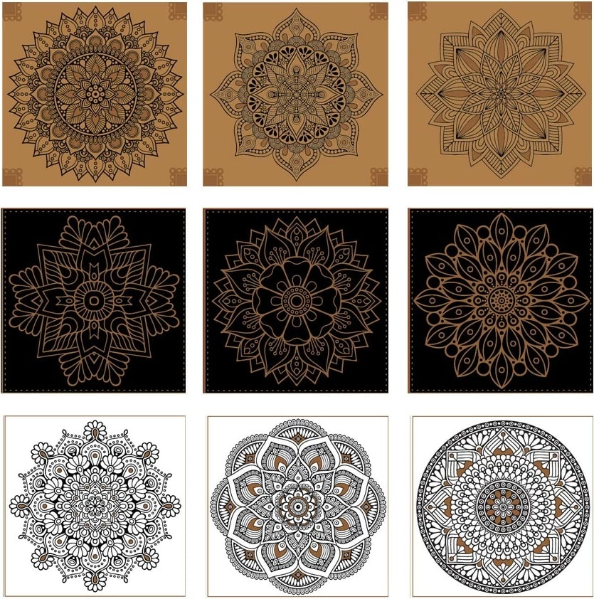 Set për ngjyrosje mandala Stnux STN8882, 9 copë, letër, ari, e bardhë/e zezë/e bezhë