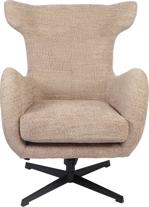 Karrige rrotulluese Zefrina, material bezhë, bazë e zezë, 82x77x99cm