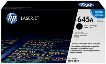 Toner HP 645A C9730A për LaserJet, rendiment 9,750–23,700 faqe, i zi
