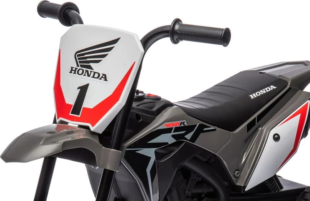Moto elektrike fëmijësh, Milly Mally Honda CRF 450R, 6V 4.5Ah 30W, shpejtësi 2.5-3 km/h, ngarkesa 25 kg, gri