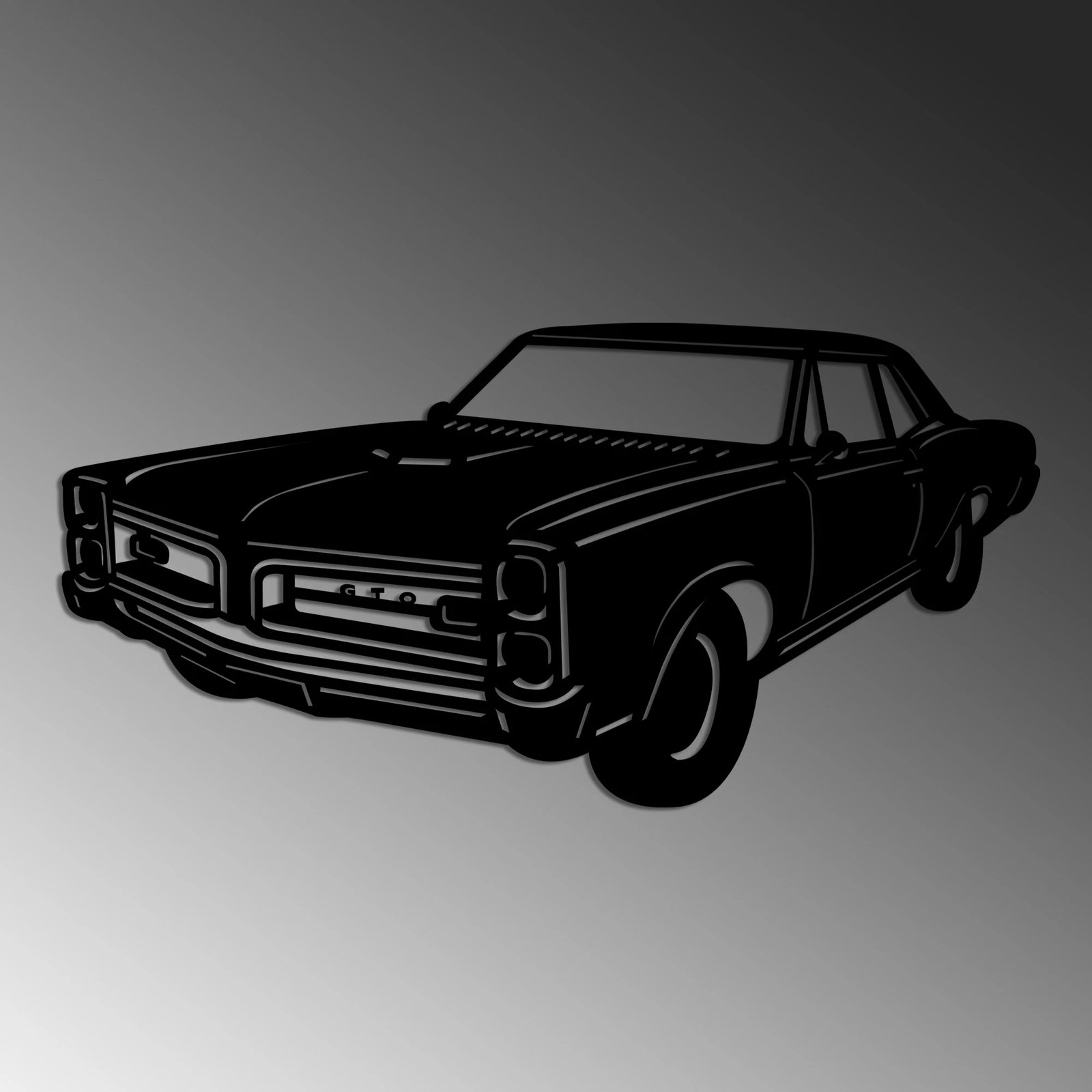 Aksesor dekorativ metalik për mur, Pontiac GTO 1966, Wallity, ngjyrë e zezë
