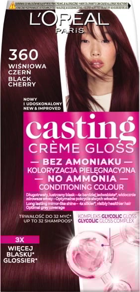 Ngjyrë për flokë L'Oreal Paris Casting Creme Gloss 360 Qershi e zezë për femra
