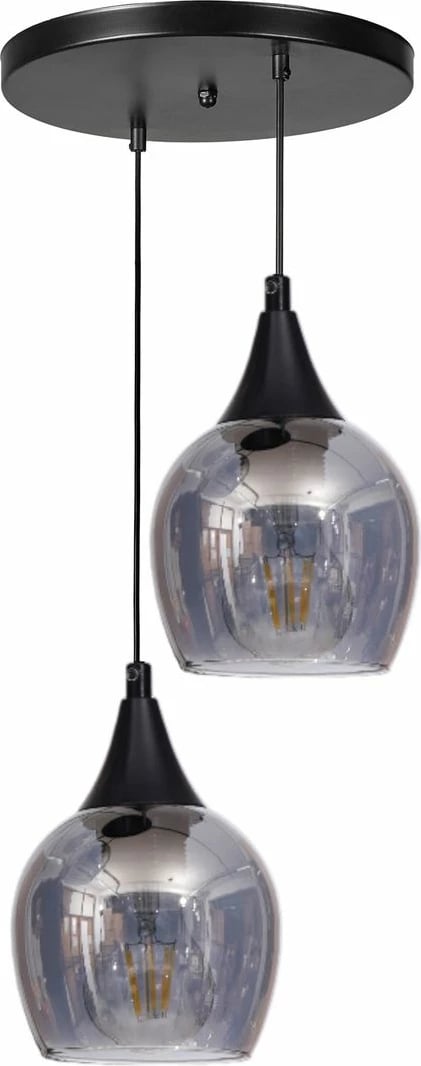 Llambë tavani Opviq, 9064-2, metal dhe xham, gri e zezë Llambë tavani Opviq, 9064-2, metal dhe xham, gri e zezë