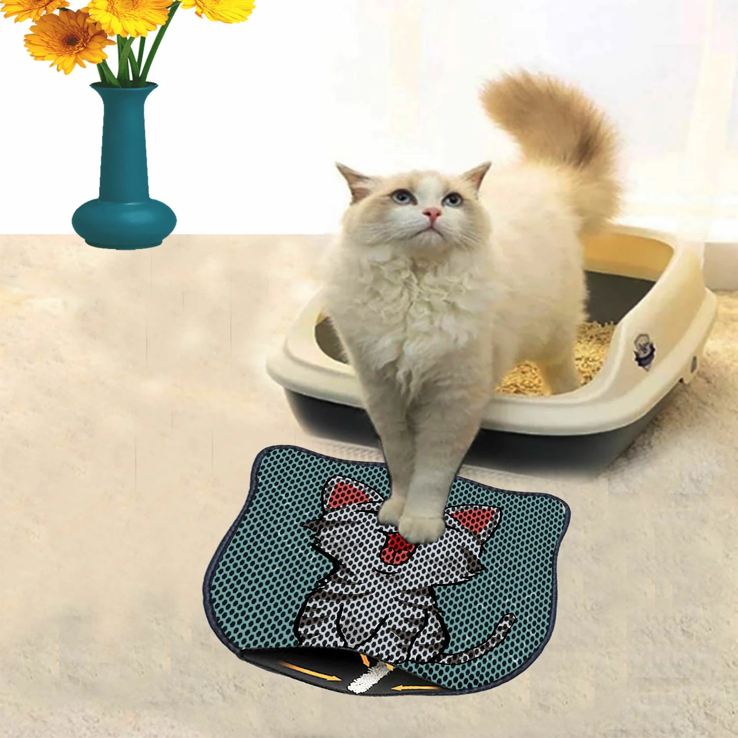 Tapet për rërë mace, Paws & Whiskers, Kdkafa0153, shumëngjyrësh, 40x50cm