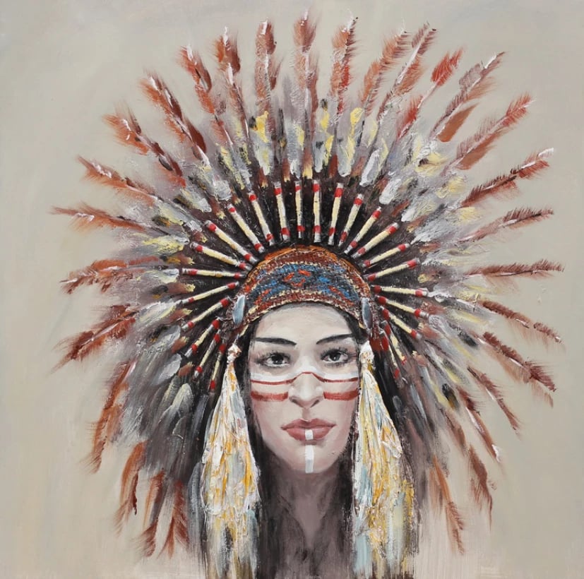 Pikturë dekorative Indian Girl, kanavacë, dru, 90x90x4cm