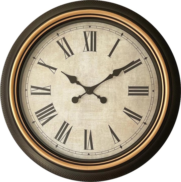 Orë muri Plasma Inart, ngjyrë e zezë antike dhe ari, D63.5x5.6cm