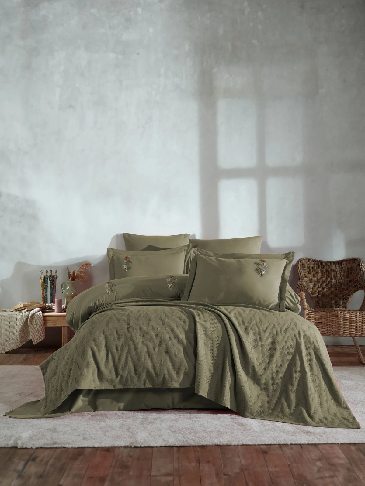 Set mbulesë dysheku dopio, ngjyrë kaki, Noris