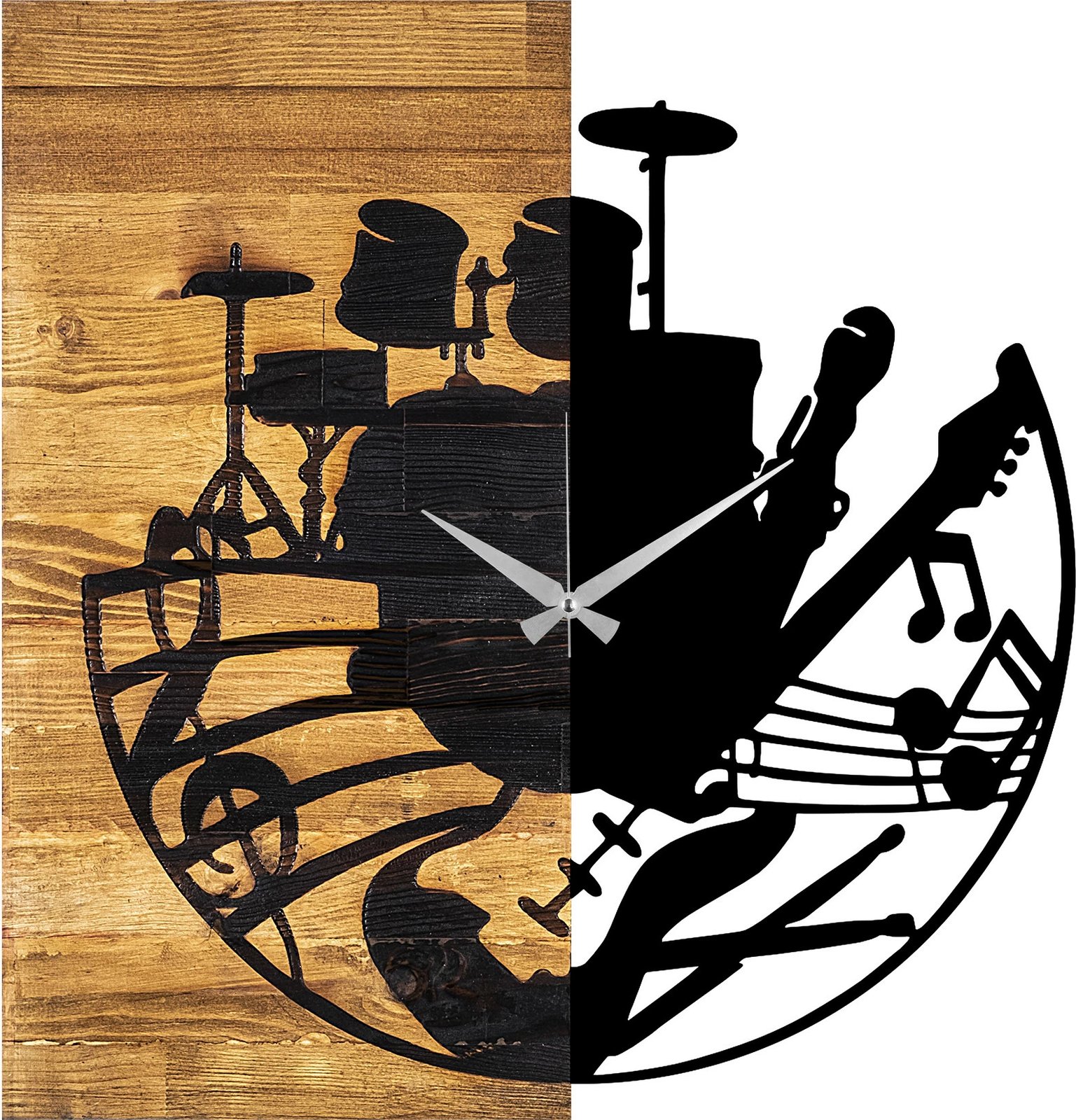 Orë muri dekorative prej druri, Wallity, ngjyrë arre dhe e zezë, 60x3x58cm