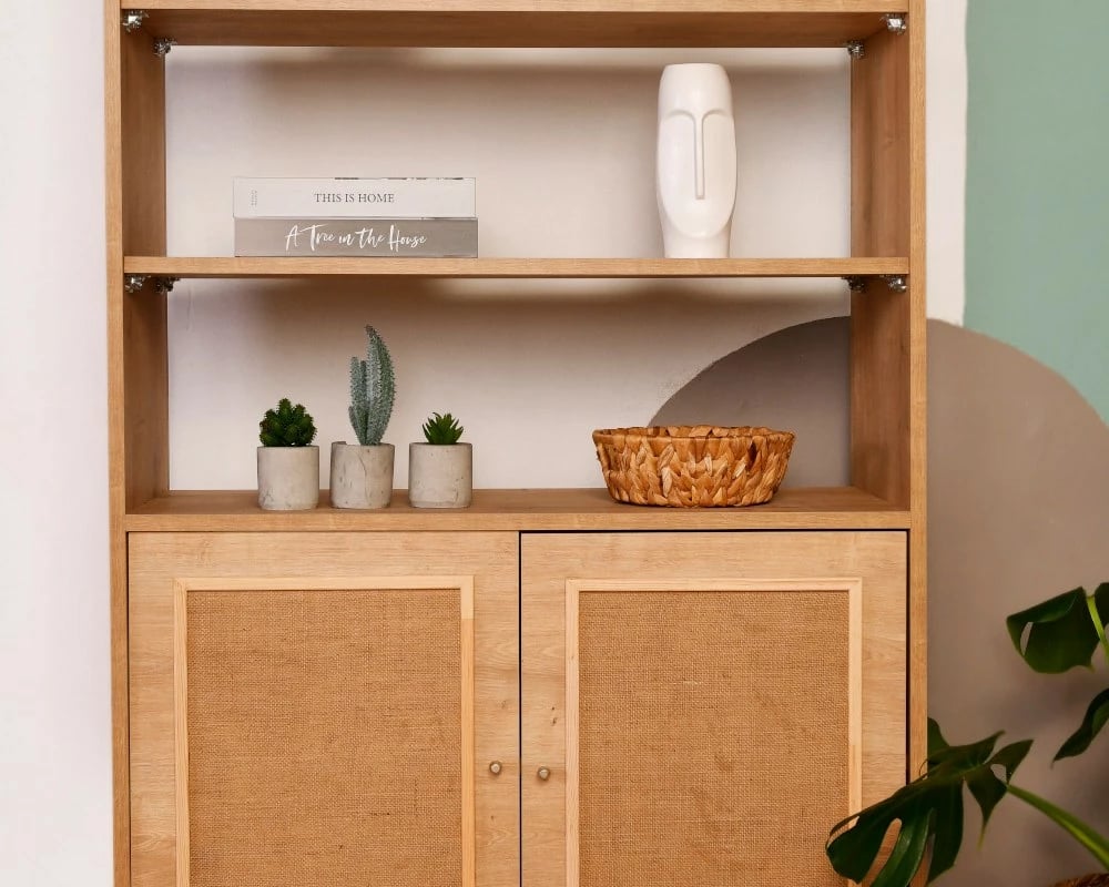 Raft librash Skye Decor, dru panje, pëlhurë jute, 40x90x110cm