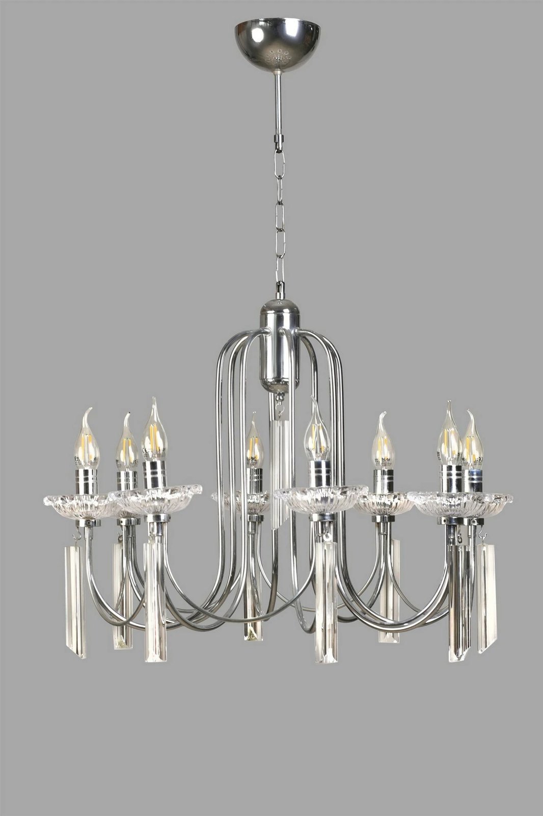 Lluster Opviq, Kontes 8 llamba, krom rustik