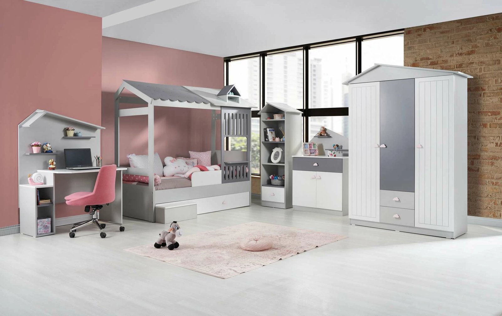 Dollap me 4 dyer, ngjyrë gri, Skye Decor, Ayder