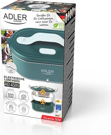 Kuti dreke elektrike, Adler, AD 4505, 0.8L, inox SUS304, 48W, me lugë, e gjelbër