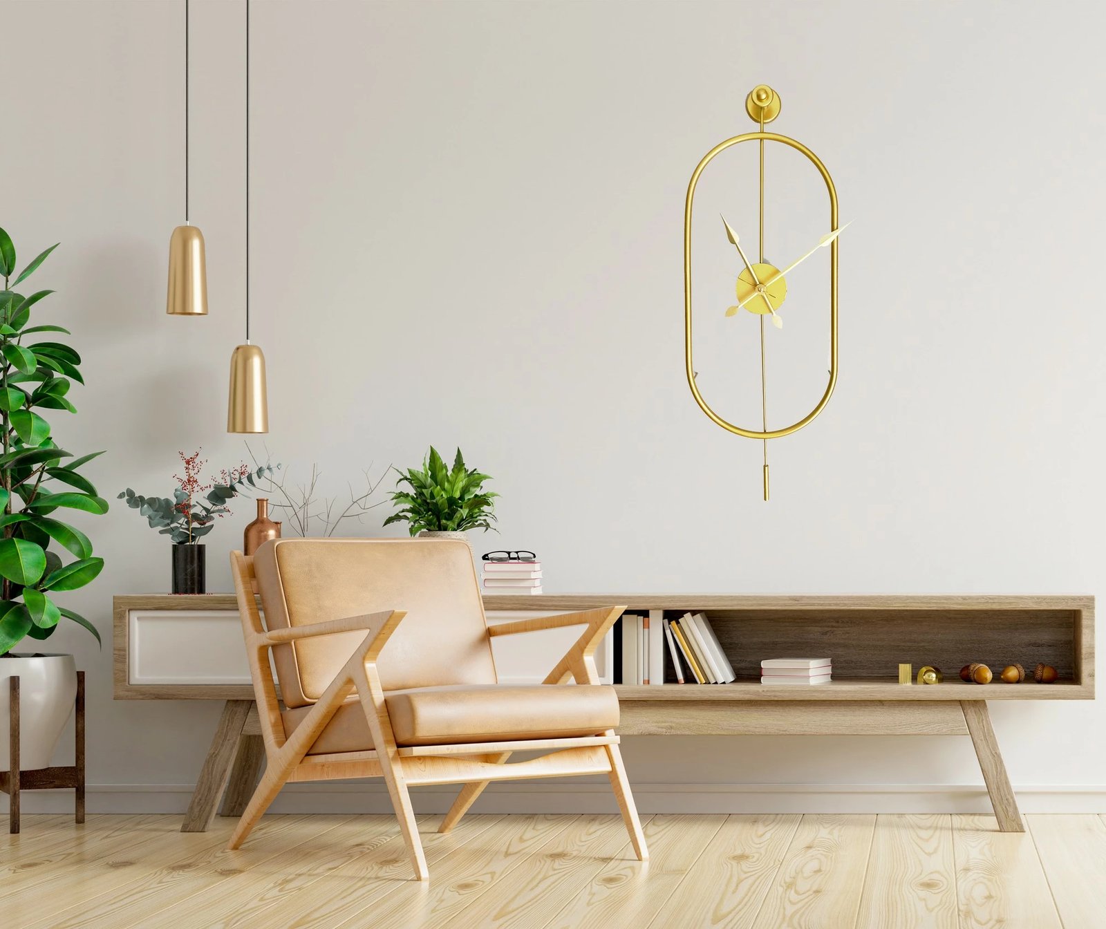 Orë muri dekorative metalike Wallity, Mclock-00105, ngjyrë ari