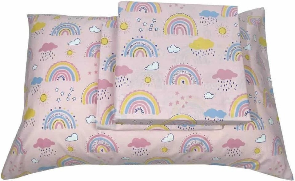 Set çarçafësh për fëmijë ASTRON-HOME ITALY 175x260cm, 100% pambuk, me re dhe ylber