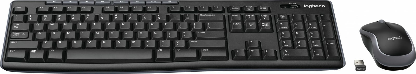 Komplet wireless Logitech MK270, QWERTY, Maus përfshirë, E zezë