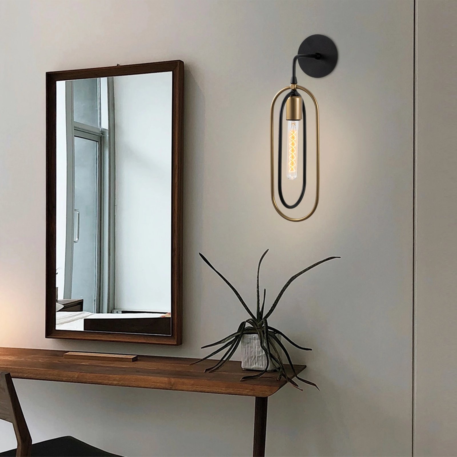 Llambë muri Opviq, Cerco, e zezë dhe ari, 14x17x45cm