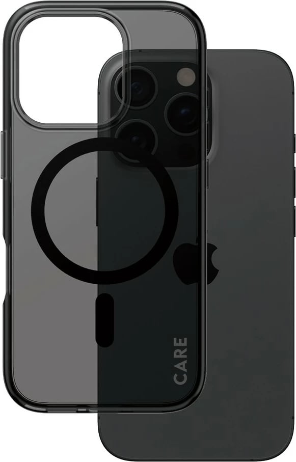 Mbështjellës PanzerGlass CARE Case Flagship Smokey MagSAFE për iPhone 16 Pro, zi