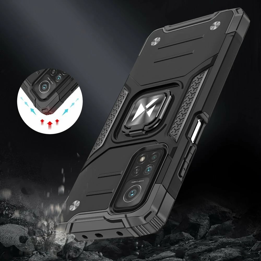 Mbështjellës Wozinsky Ring Armor me këmbalec për Samsung Galaxy A72, e zezë