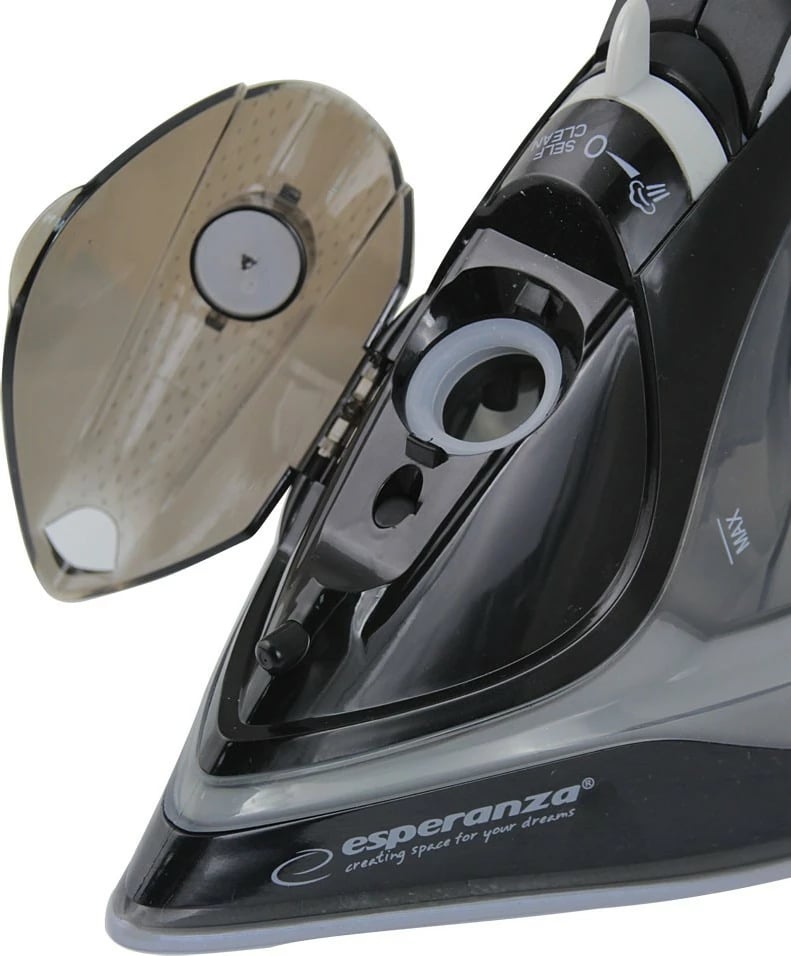 Hekur me avull wireless, Esperanza Satin, 2600 W, pllaka qeramike, depo uji 300 ml, zi/gri