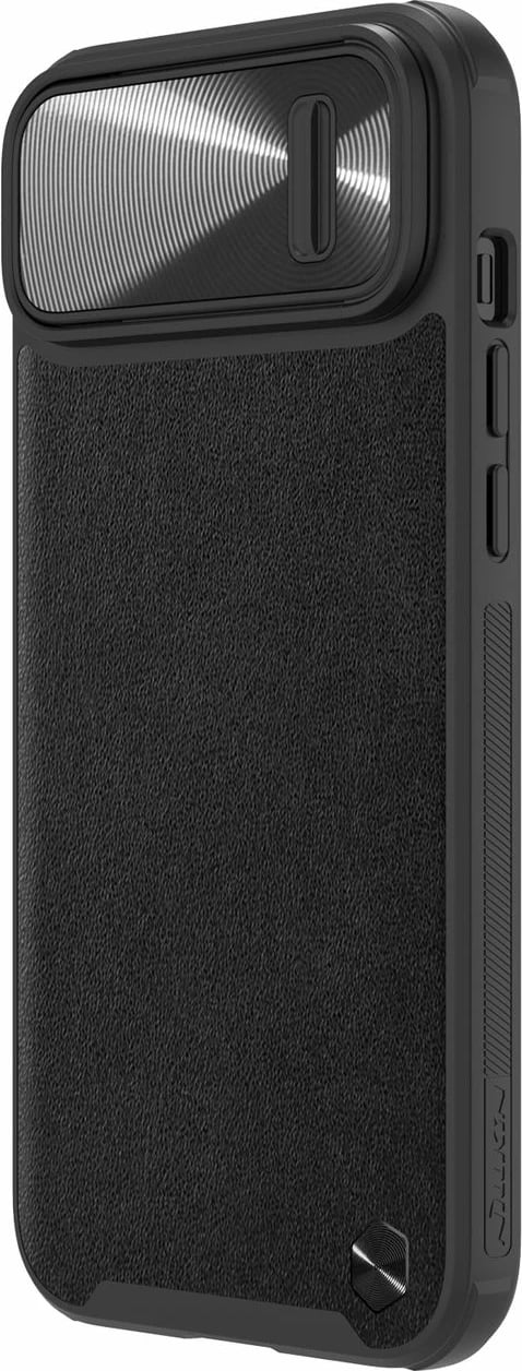 Mbështjellës Nillkin CamShield Leather S Case për iPhone 14, me kapak kamere, e zezë