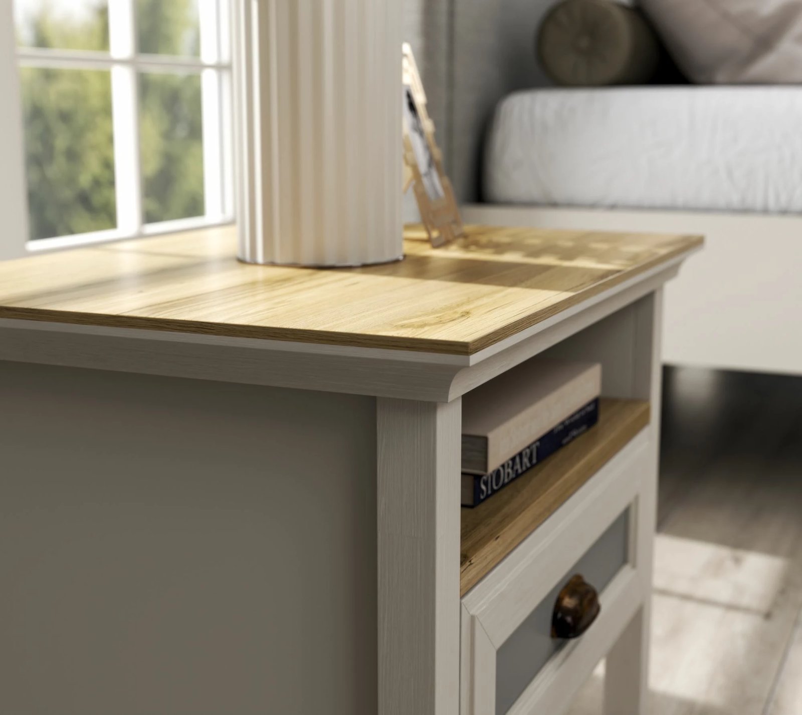 Komodinë nate Skye Decor, FRN-21017, krem, lis, gri