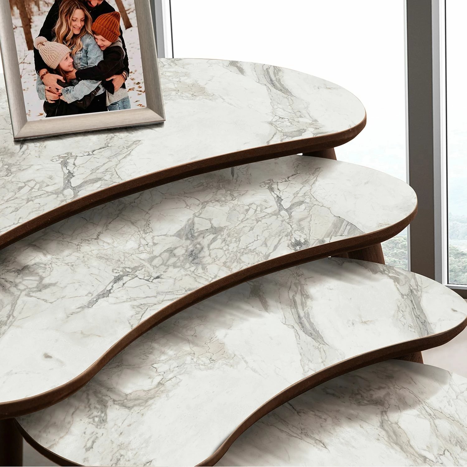 Set tavolinash ndihmëse, 4 copë, Skye Decor, ngjyrë e bardhë, Moon