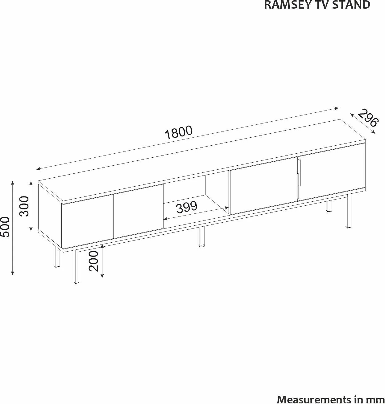 Komodë TV Skye Decor, ngjyrë antracit, Ramsey