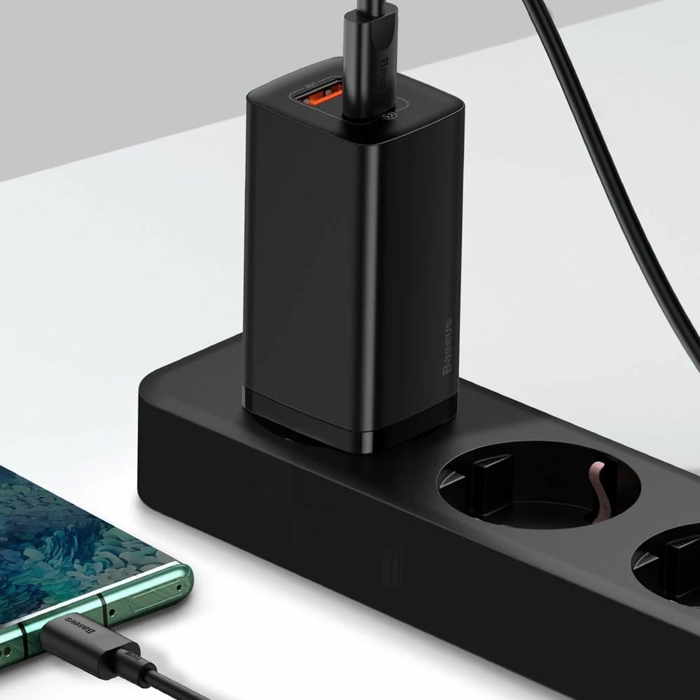 Karikues i shpejtë Baseus GaN2 Lite, 65W, USB/USB-C, i zi Karikues i shpejtë Baseus GaN2 Lite, 65W, USB/USB-C, i zi