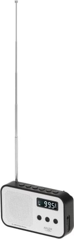 radio digjital PLL AM/FM, Adler, AD 1907, LCD, memorie 40 stacione, bateri 600 mAh, USB-C, e bardhë/zezë
