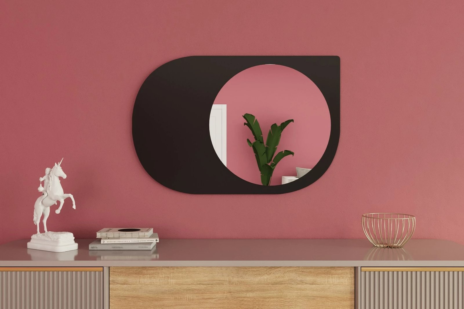 Pasqyrë Skye Decor, Pubble, e zezë, 60x90x2.2cm