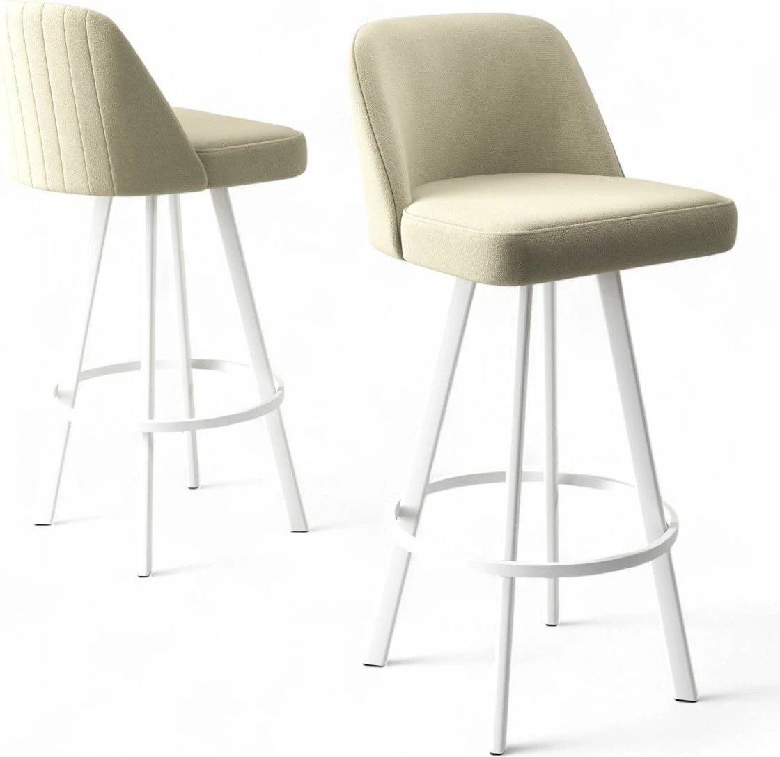 Set karrigesh për bar (4 copë), Hanah Home, Atex, krem, e bardhë