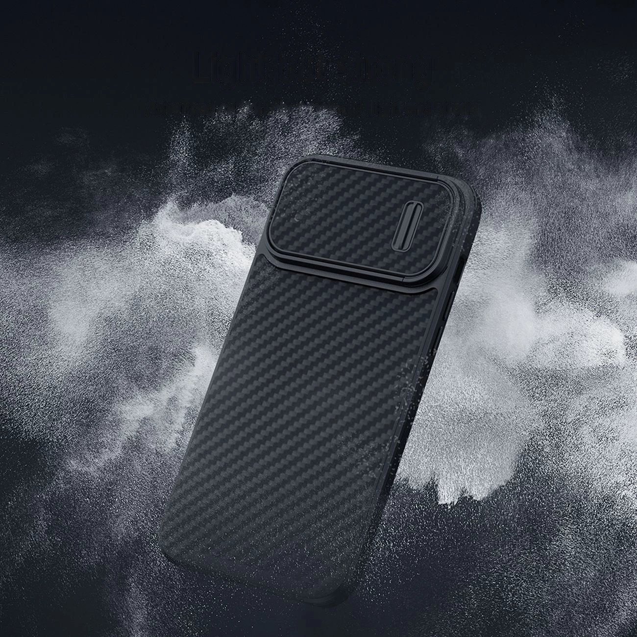 Mbështjellës Nillkin Synthetic Fiber S Case për iPhone 14 Pro, me kapak kamere, i zi