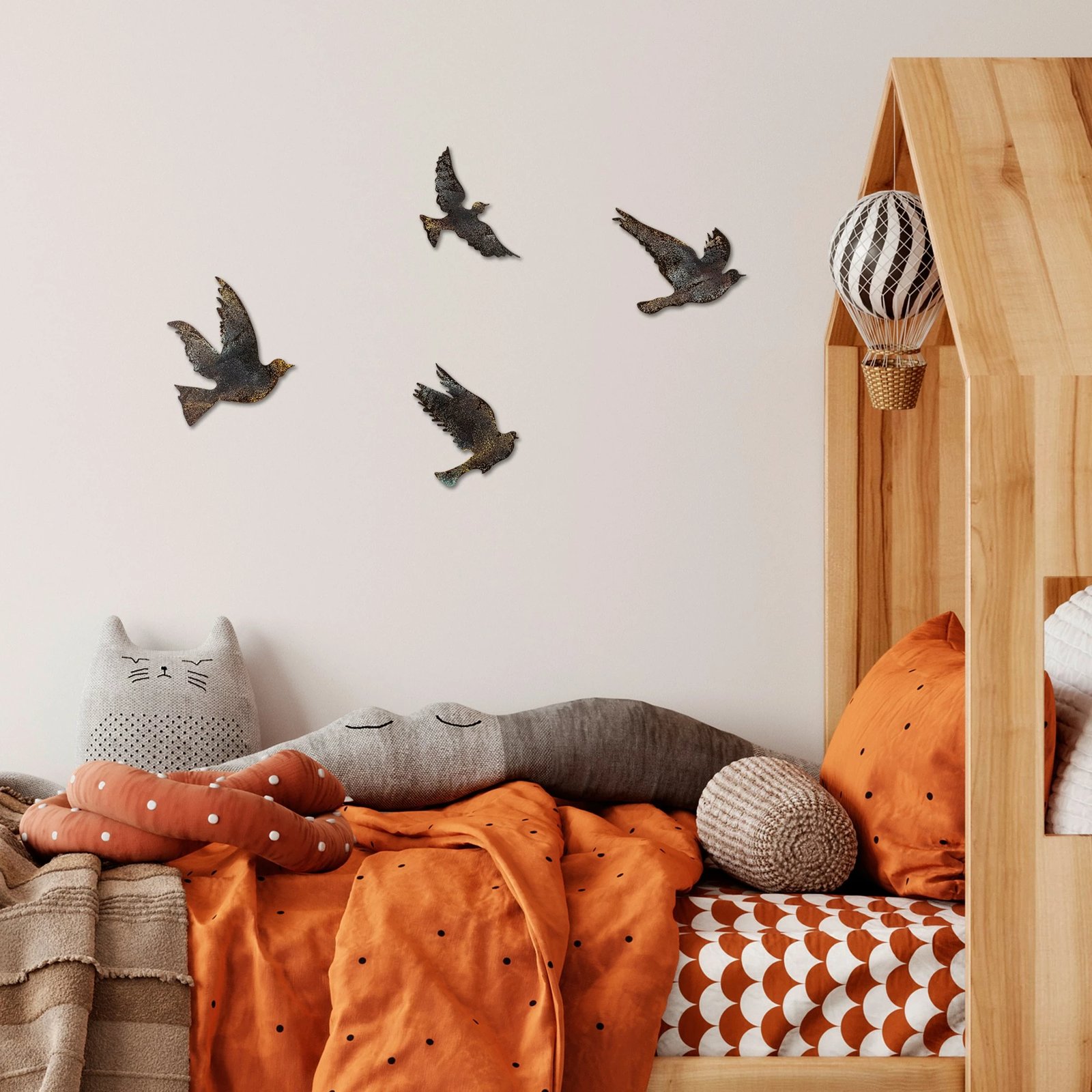 Aksesor dekorativ metalik për mur, Wallity, zogj, shumëngjyrësh