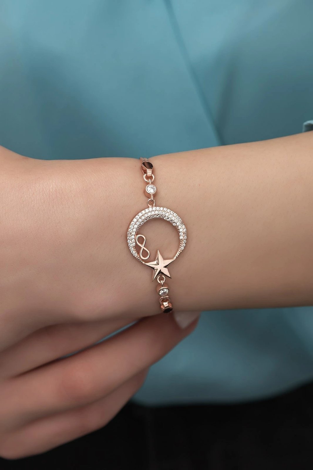 Byzylyk argjendi Jumeon, ngjyrë rozë e artë dhe e bardhë, NRZ99288