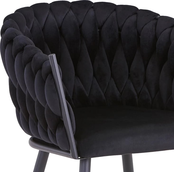 Karrige Vivian, kadife e zezë, këmbë metalike, 61x55x80cm