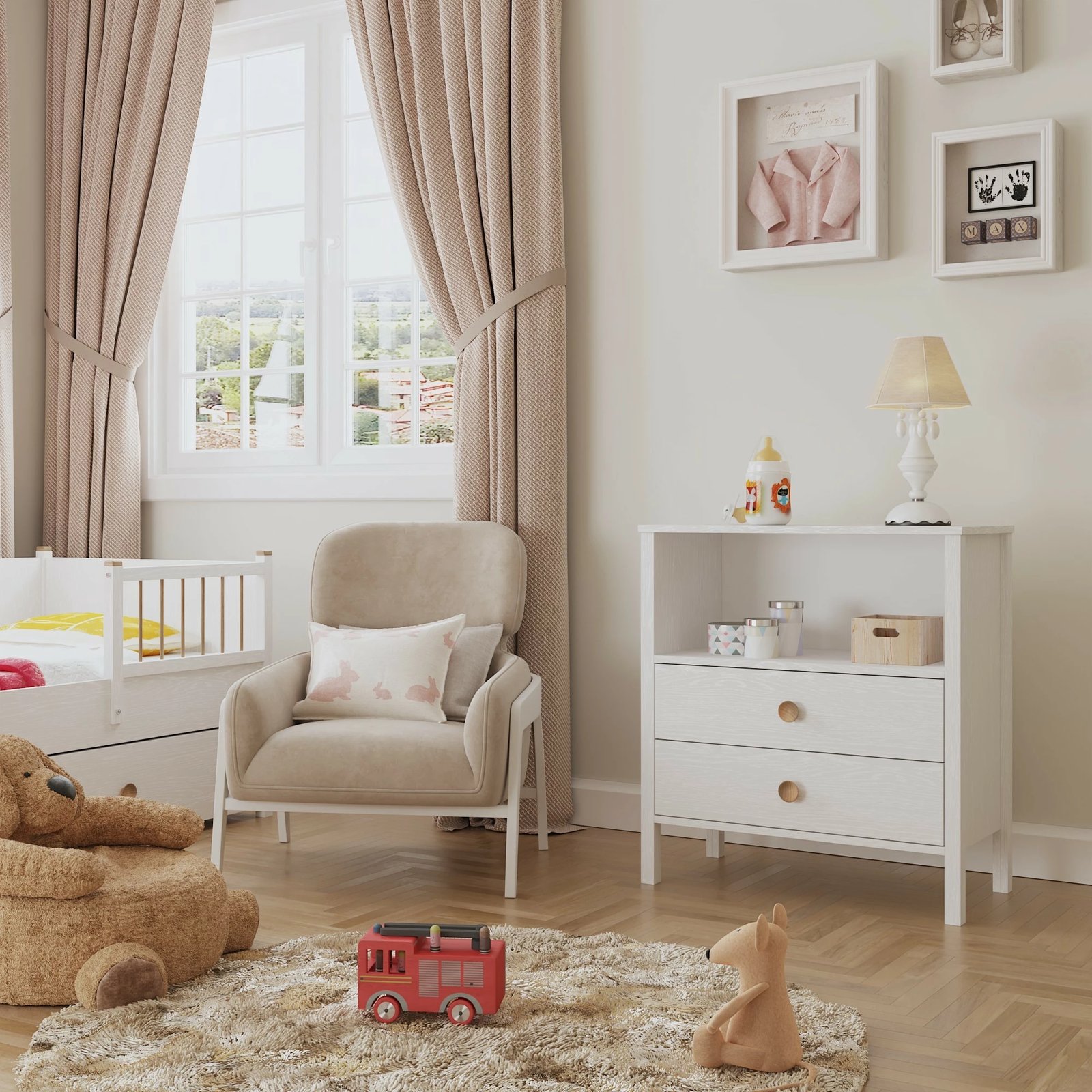 Komodë Hanah Home, FRN-10053, druri dhe e bardhë