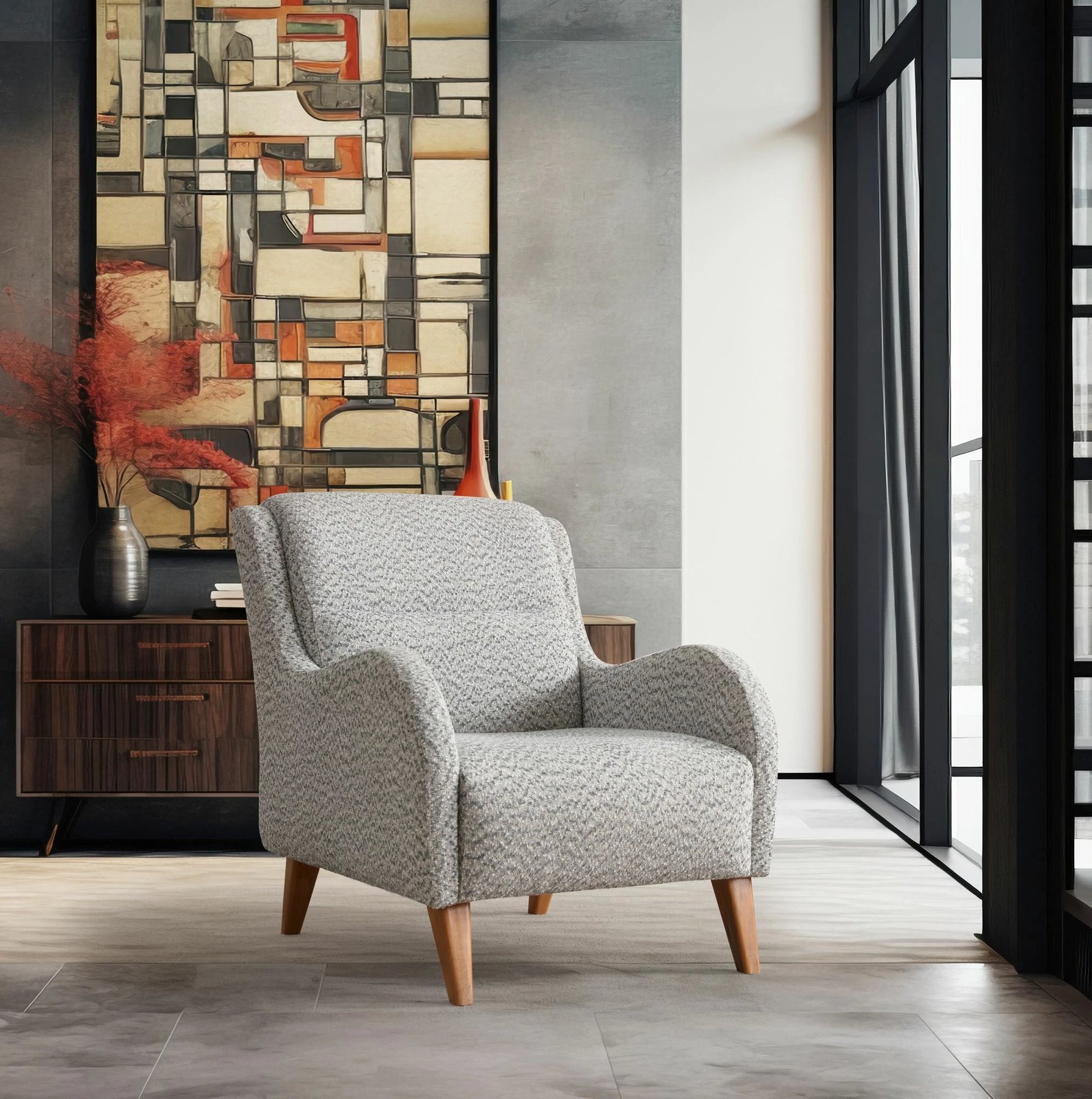 Karrige Wing Atelier del Sofa, Nice Bergere, krem dhe kaltër