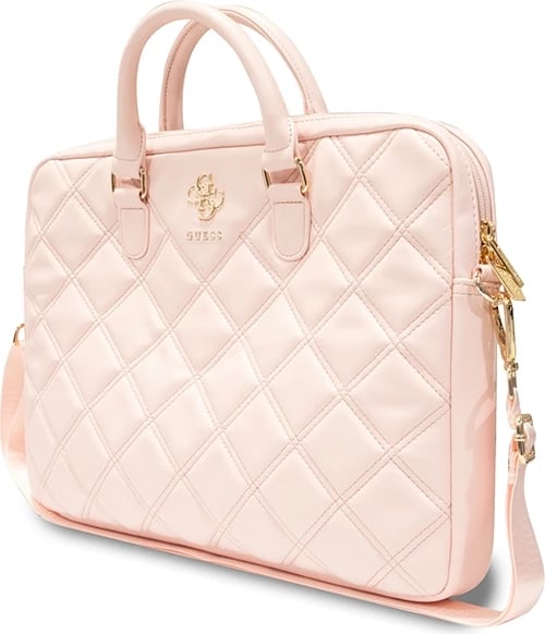 Çantë laptopi Guess Quilted 4G, 16 inç, lëkurë ekologjike, rozë