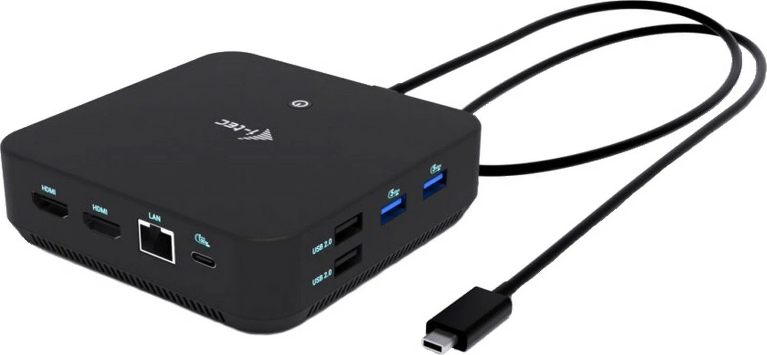 Doking stacion i-tec USB-C DP Dual HDMI 4K 60Hz, 1x USB-C, 5x USB-A, Power Delivery 100W, LAN, Audio, ngjyrë e zezë